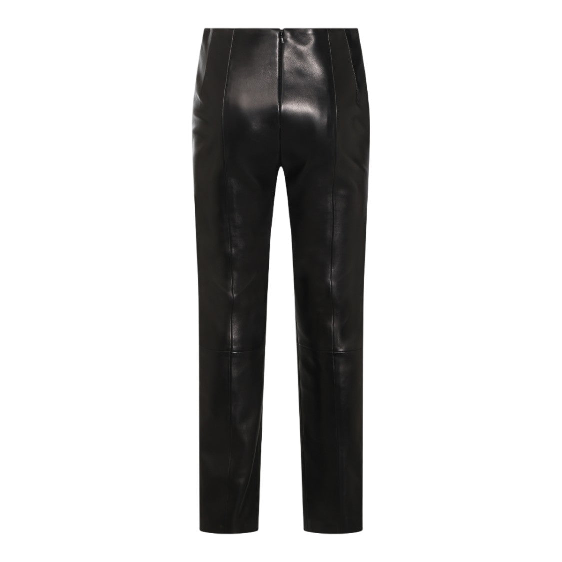 Khaite High-Waisted Trousers With Glossy Finish And Vertical Seam Detail