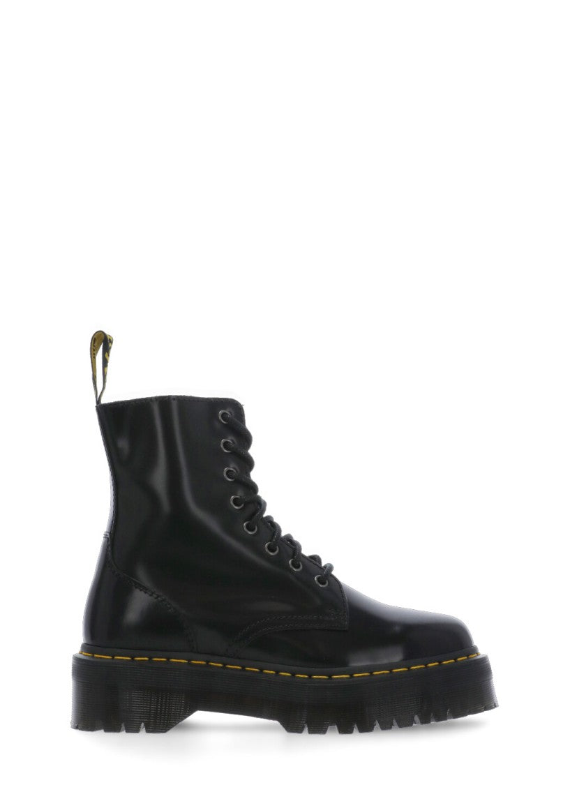 Dr. Martens Smooth Leather Platform Boots With Side Zip Closure