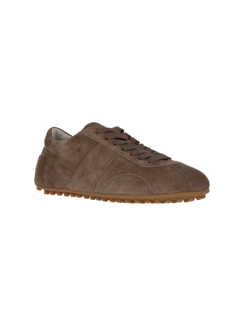 Tod's Brown Suede Low-Profile Sneakers With Tonal Stitching