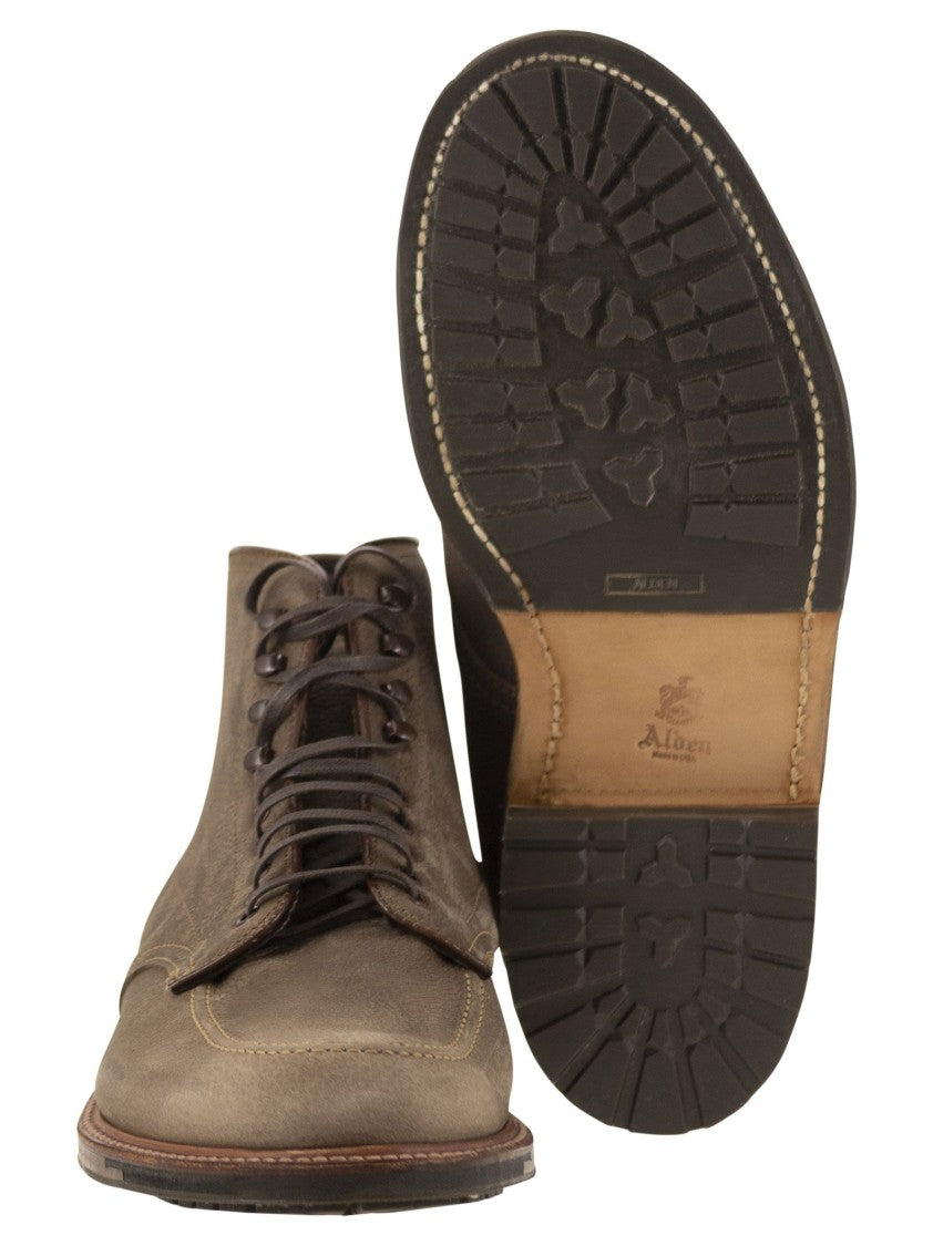Alden Brown Suede Lace-Up Ankle Boot With Commando Sole