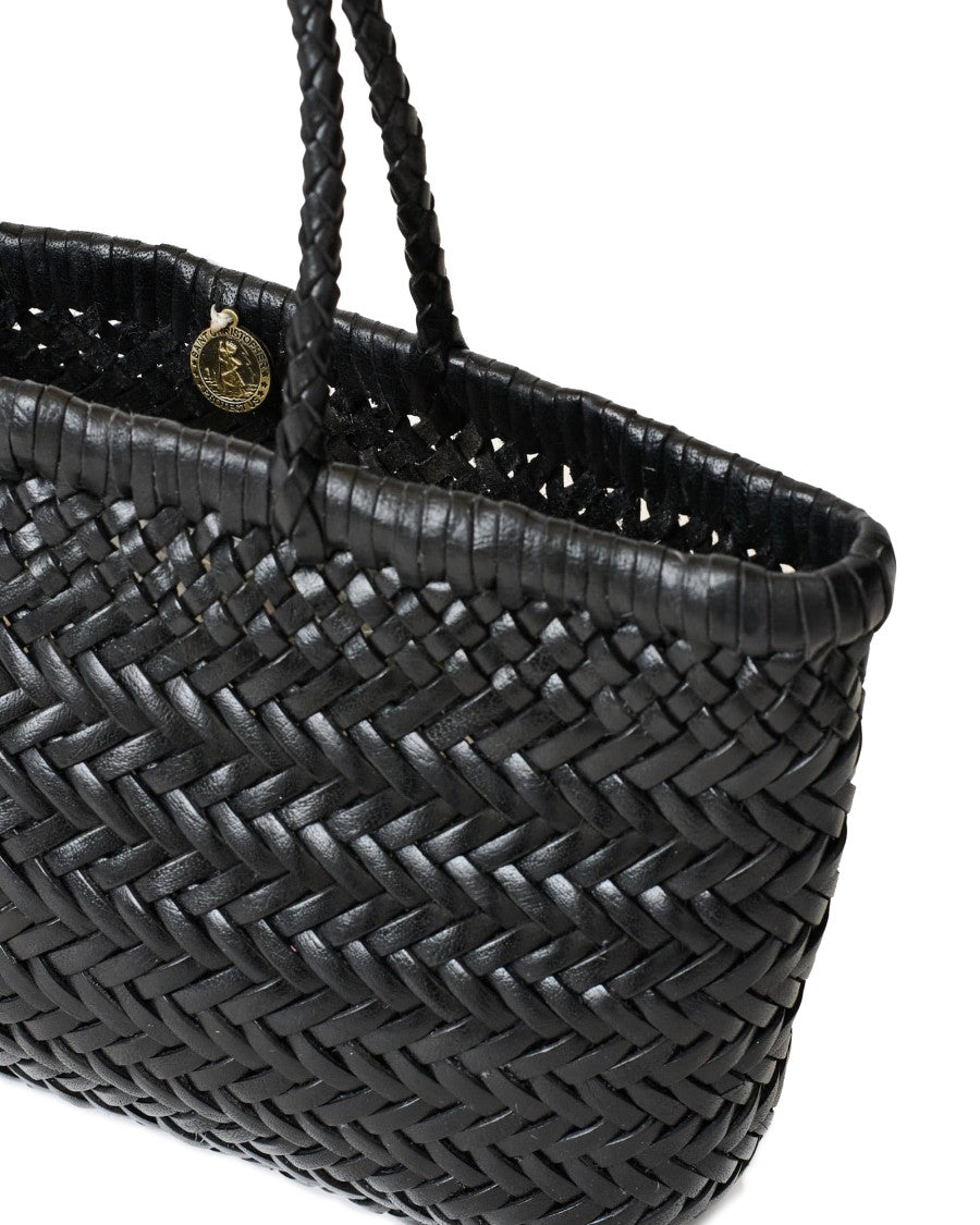 Dragon Diffusion Gora Mini Flat Black Classic Woven Leather Handbag