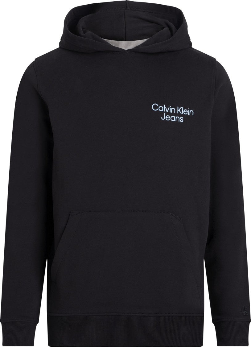 Calvin Klein Hooded Cotton Knit Sweater With Logo And Graphic