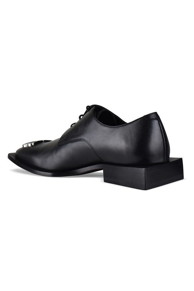 Balenciaga Square Toe Black Leather Derbies