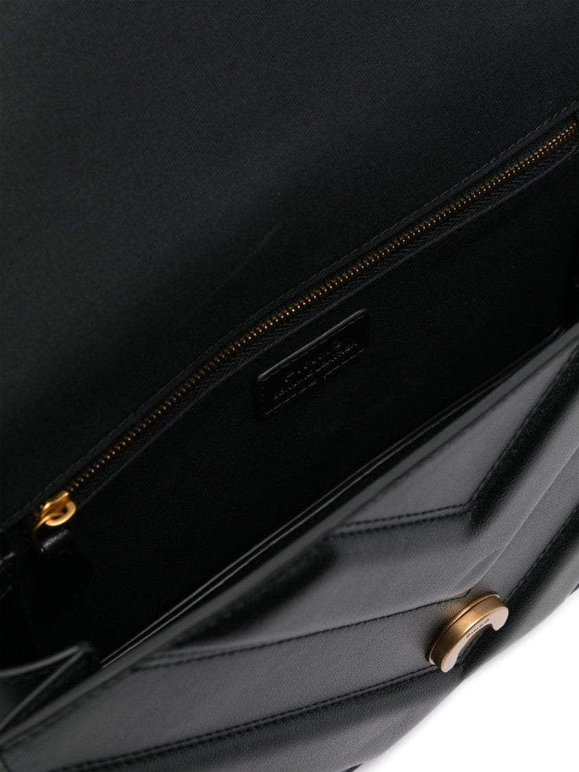 Pinko Quilted Black Leather Crossbody Bag