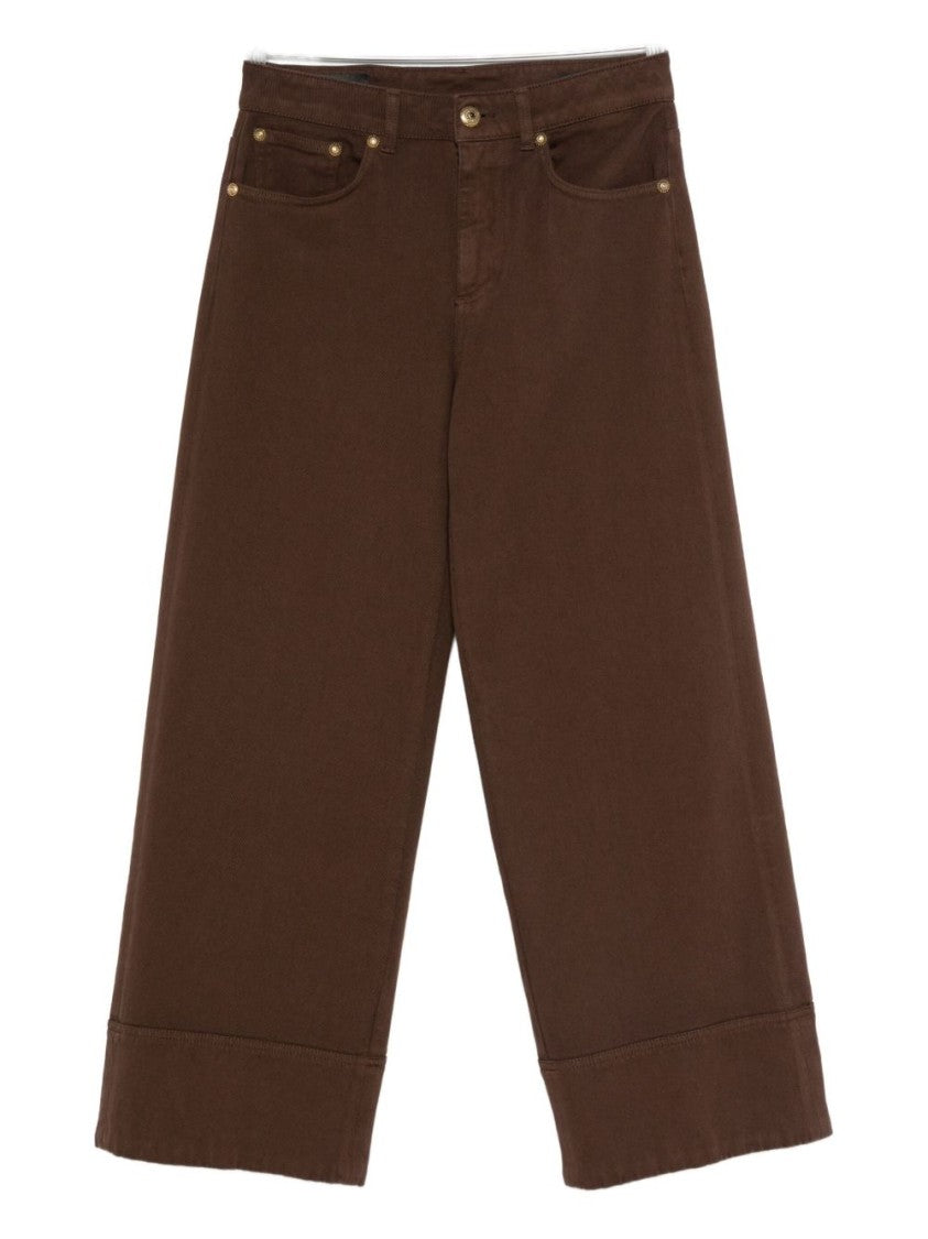 Dondup Wide-Leg Brown Jeans With High Waist