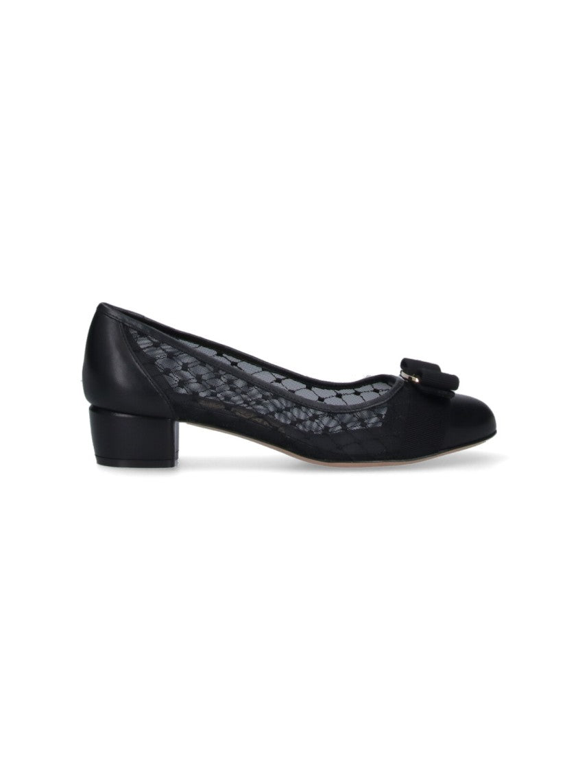 Ferragamo "Vara" Mesh Décolleté – Black