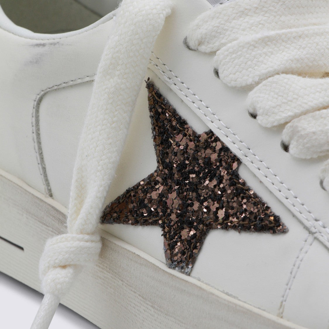 Golden Goose White And Beige Leather Super Star Sneakers