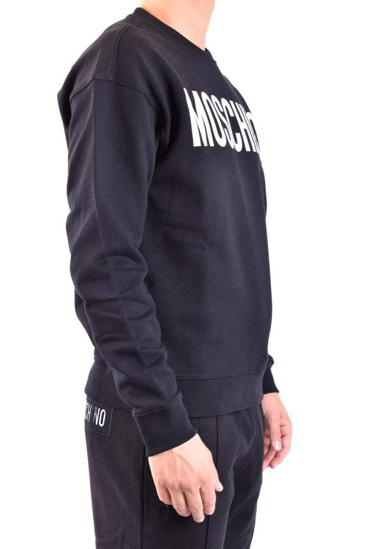 Moschino Black Cotton Sweatshirt With Oversized Logo Design