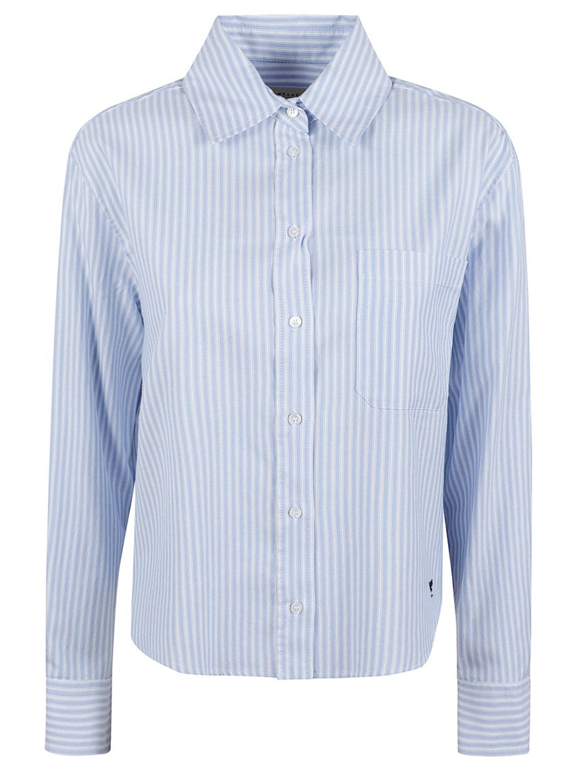 Max Mara Button-Up Shirt With Pointed Collar And Subtle Stripes