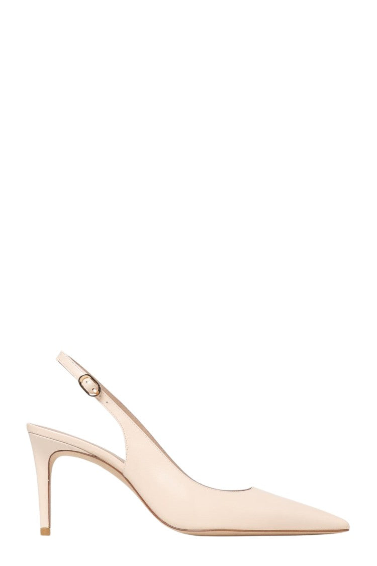 Stuart Weitzman Cream Stuart Power Slingback 75 Pointed Leather Pumps