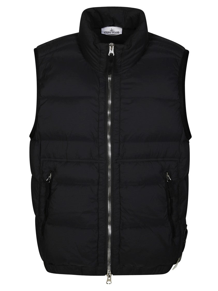 Stone Island Black Padded Vest With High Collar