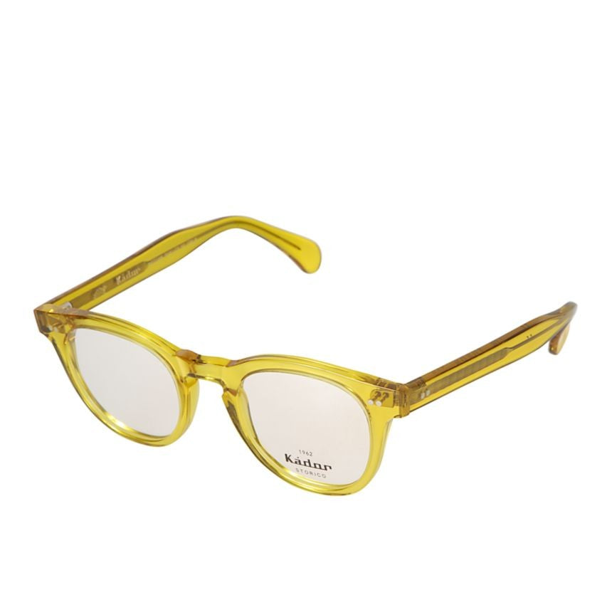 Kador Tuxon Translucent Yellow Rounded Square Eyeglasses With Glossy Finish