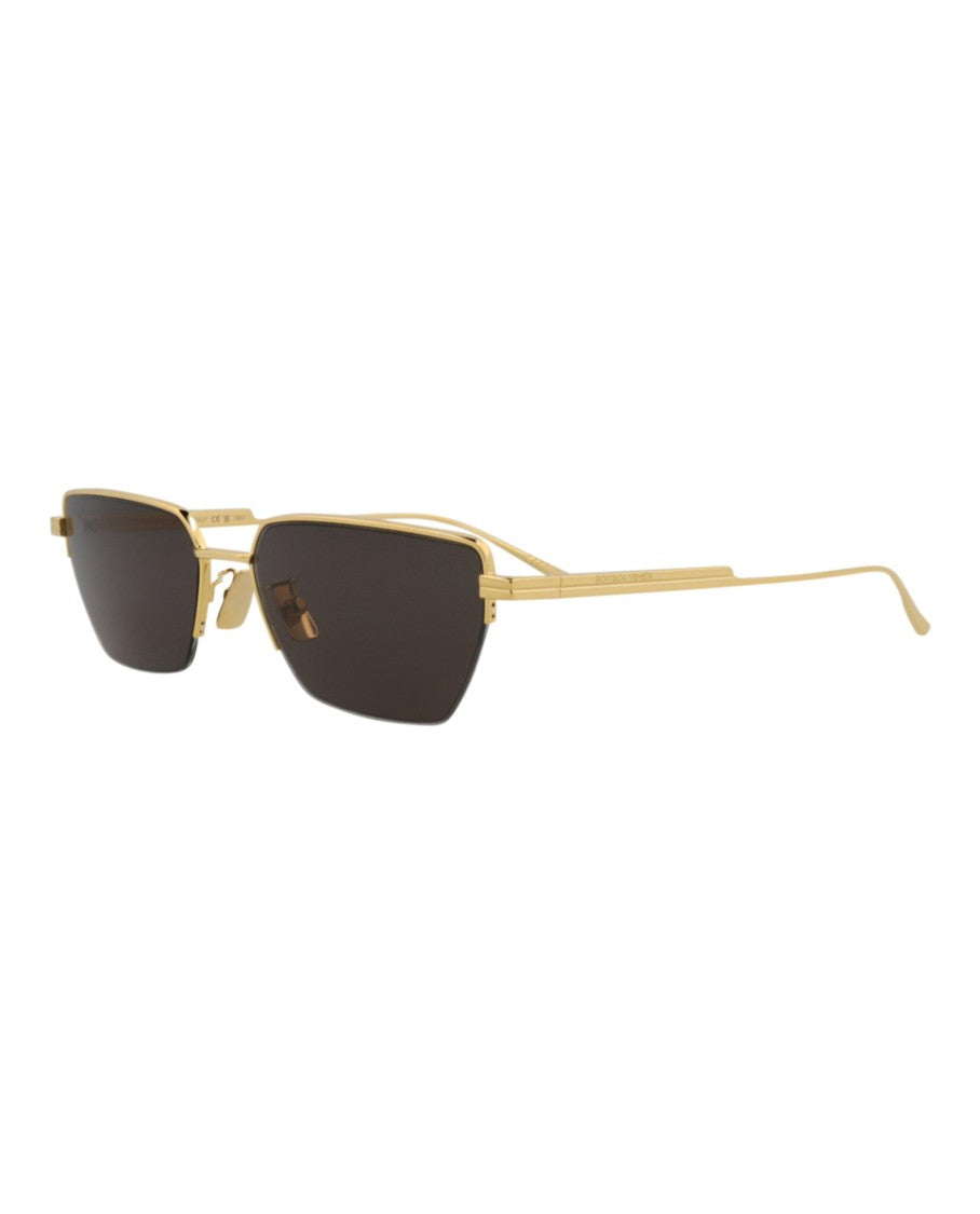 Bottega Veneta Square-Frame Metal Sunglasses