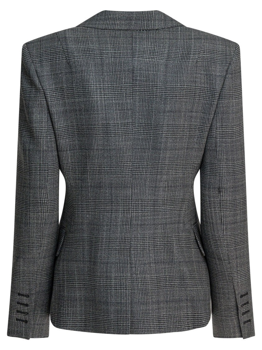Sa Su Phi Tailored Plaid Jacket With Notched Lapels And Single-Button Closure