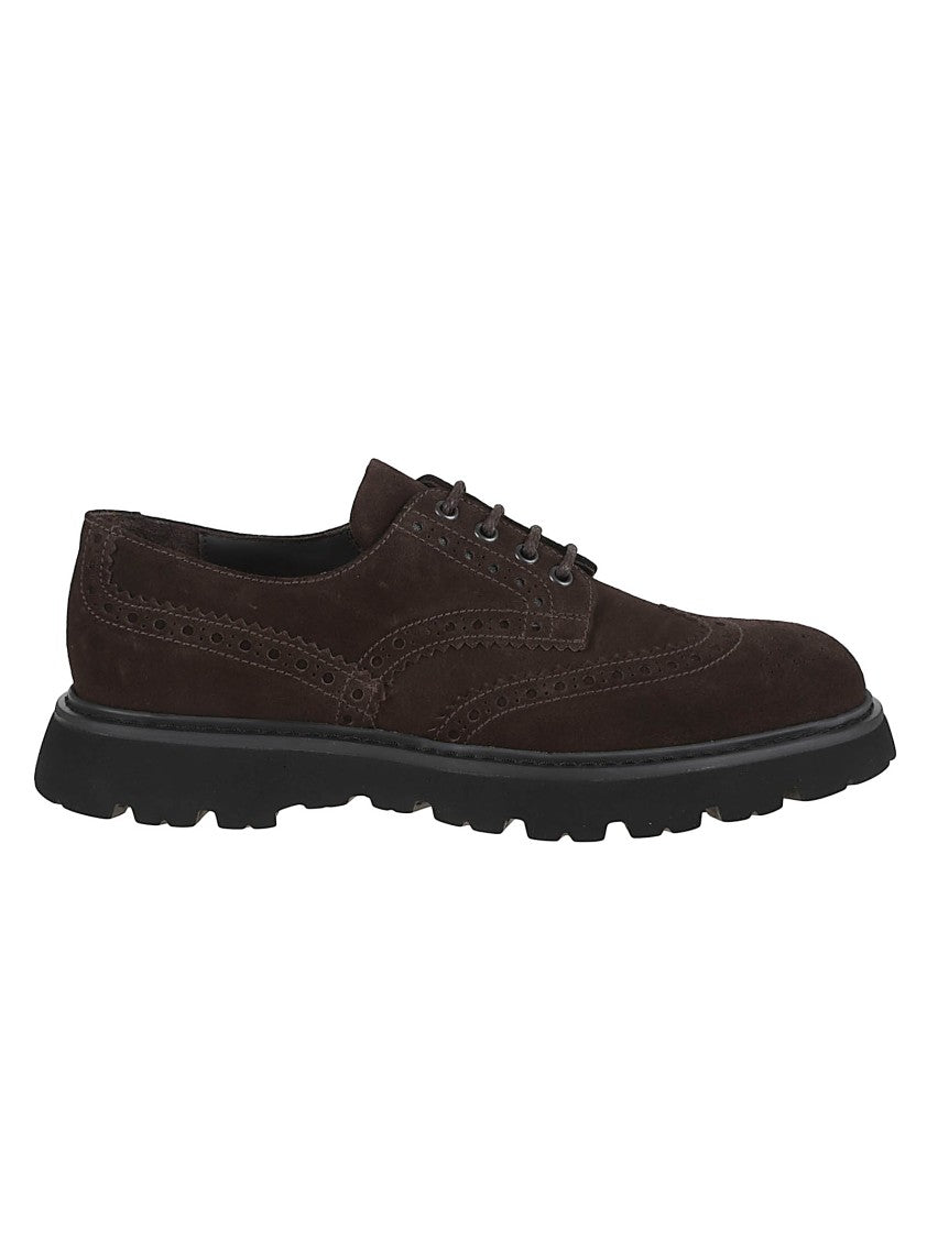 Doucal's Wingtip Brogue Shoes In Brown Suede