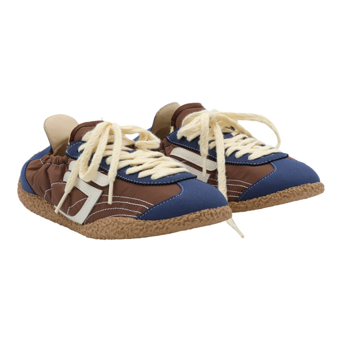 Puraai Brown Blue Panel Textured Sole Sneakers