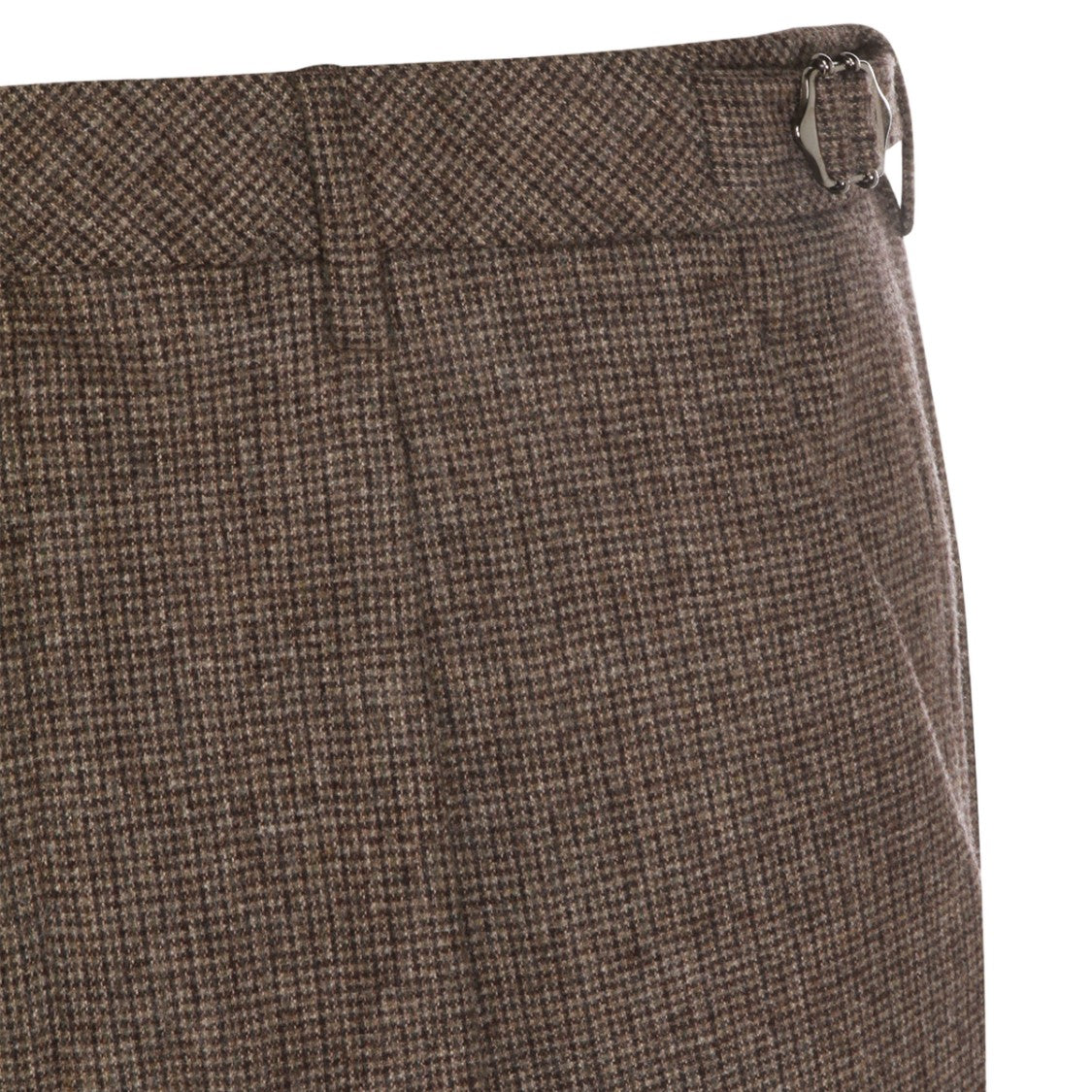 Gta Il Pantalone Tailored Brown Trousers With Textured Checkered Pattern