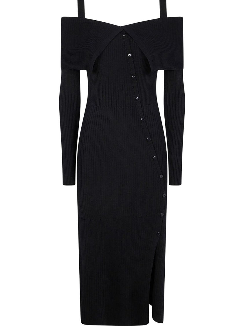 Twin-Set Black Dress With Front Button Fastening