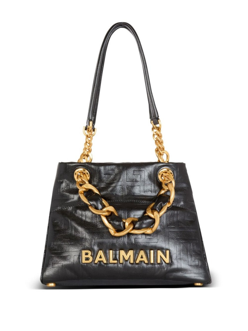 Balmain Calf Leather Embossed Monogram Bag