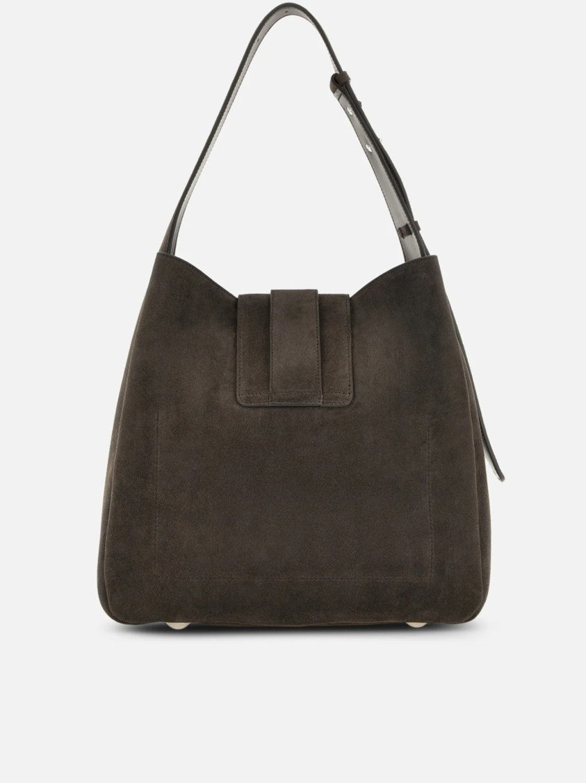 Hogan Structured Suede Handbag With Flap Closure