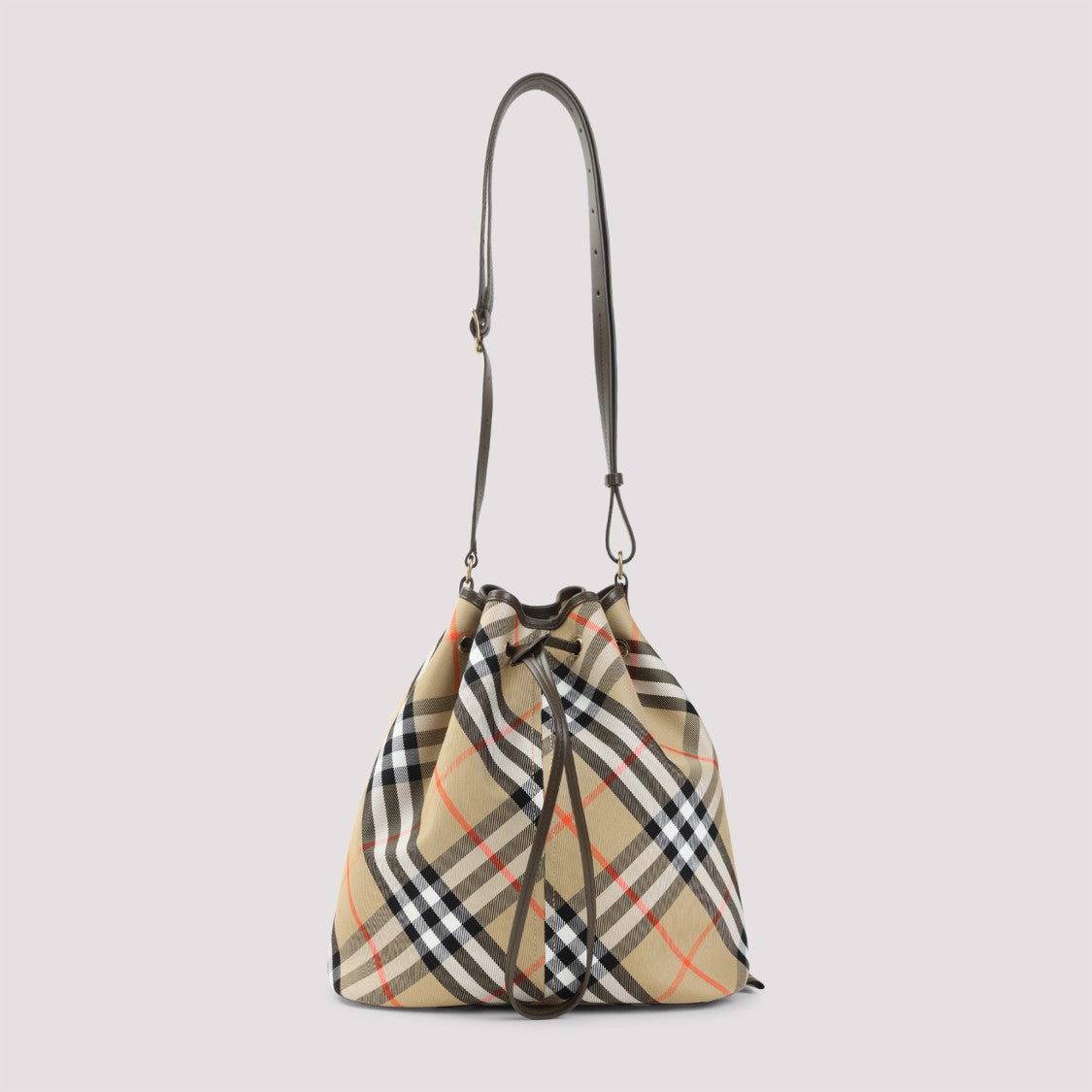 Burberry Sand Beige Cotton Drawstring Bucket Shoulder Bag