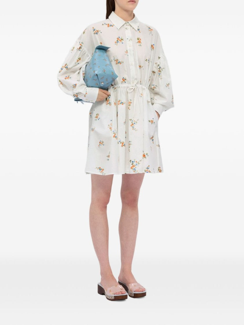 Msgm Floral Print Gathered Mini Dress