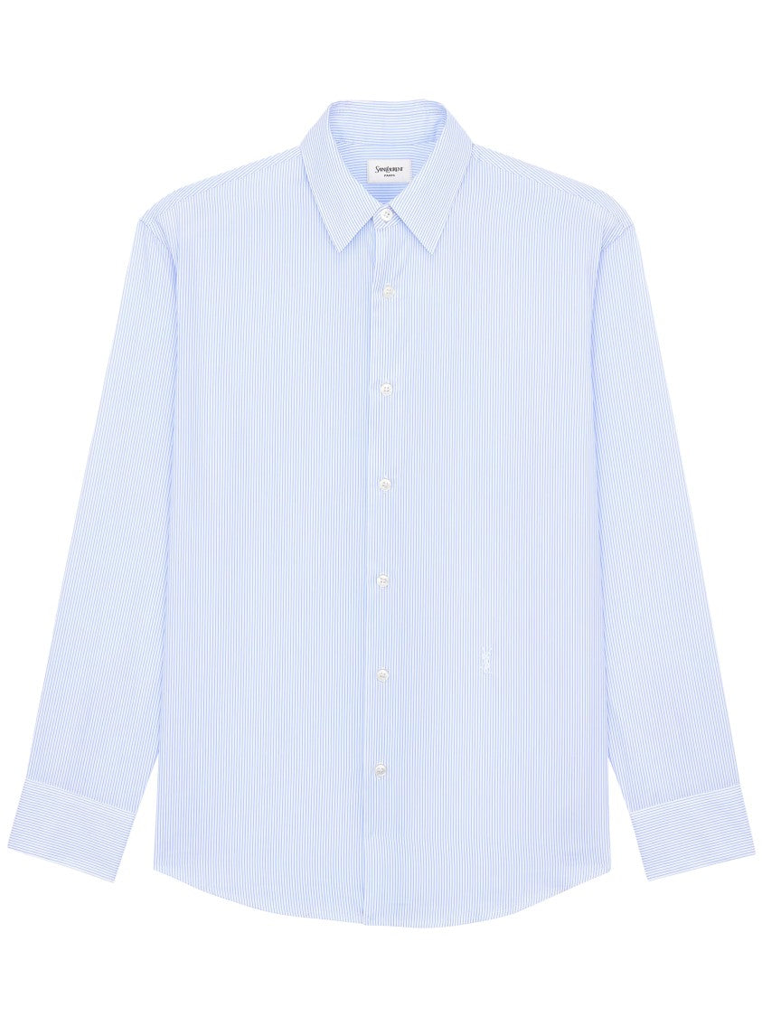Saint Laurent Light Blue Chemise Pinstripe Shirt