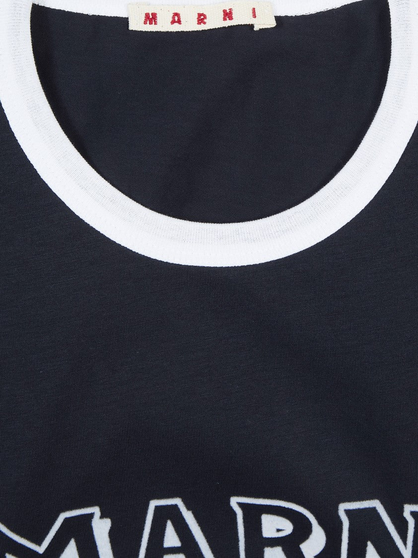 Marni Blue Crew Neck Logo T-Shirt