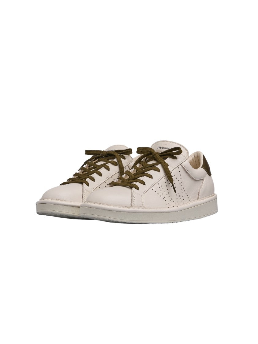 Panchic White Lace-Up Sneakers With Black Spoiler