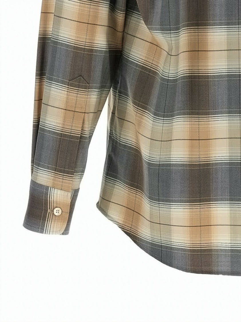 Auralee Plaid Long Sleeve Shirt In Soft Wool Fabric