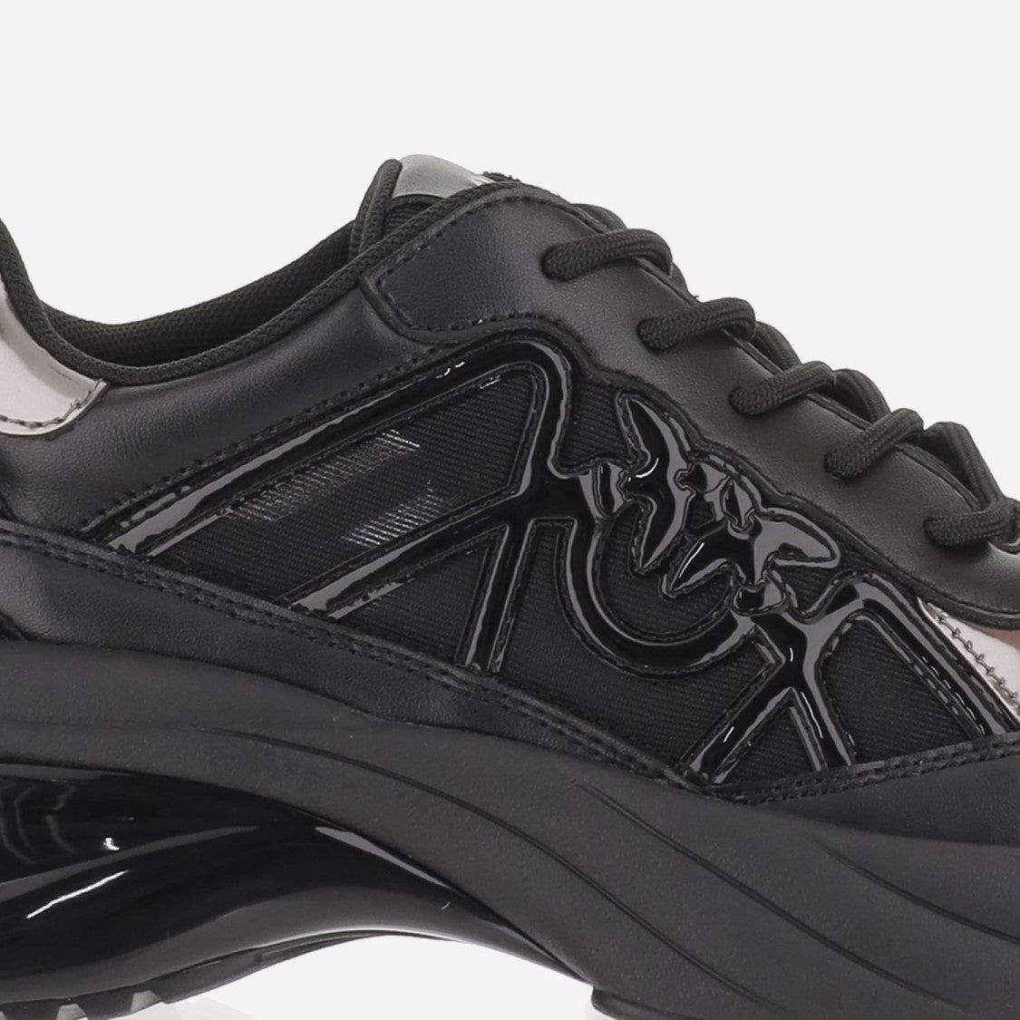 Pinko Black Sneakers With Love Birds Emblem