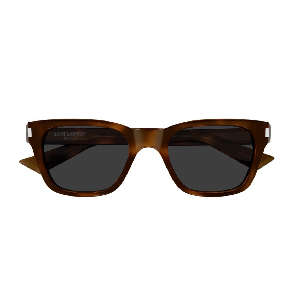 Saint Laurent Havana Linea Corner Angle Recycled Acetate Rectangular Sunglasses