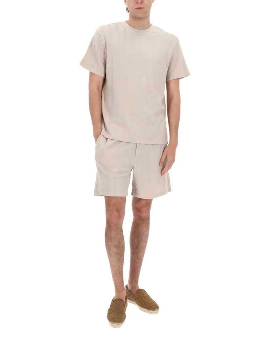 Missoni Neutrals Herringbone Pattern Boxy Cotton-Viscose T-Shirt