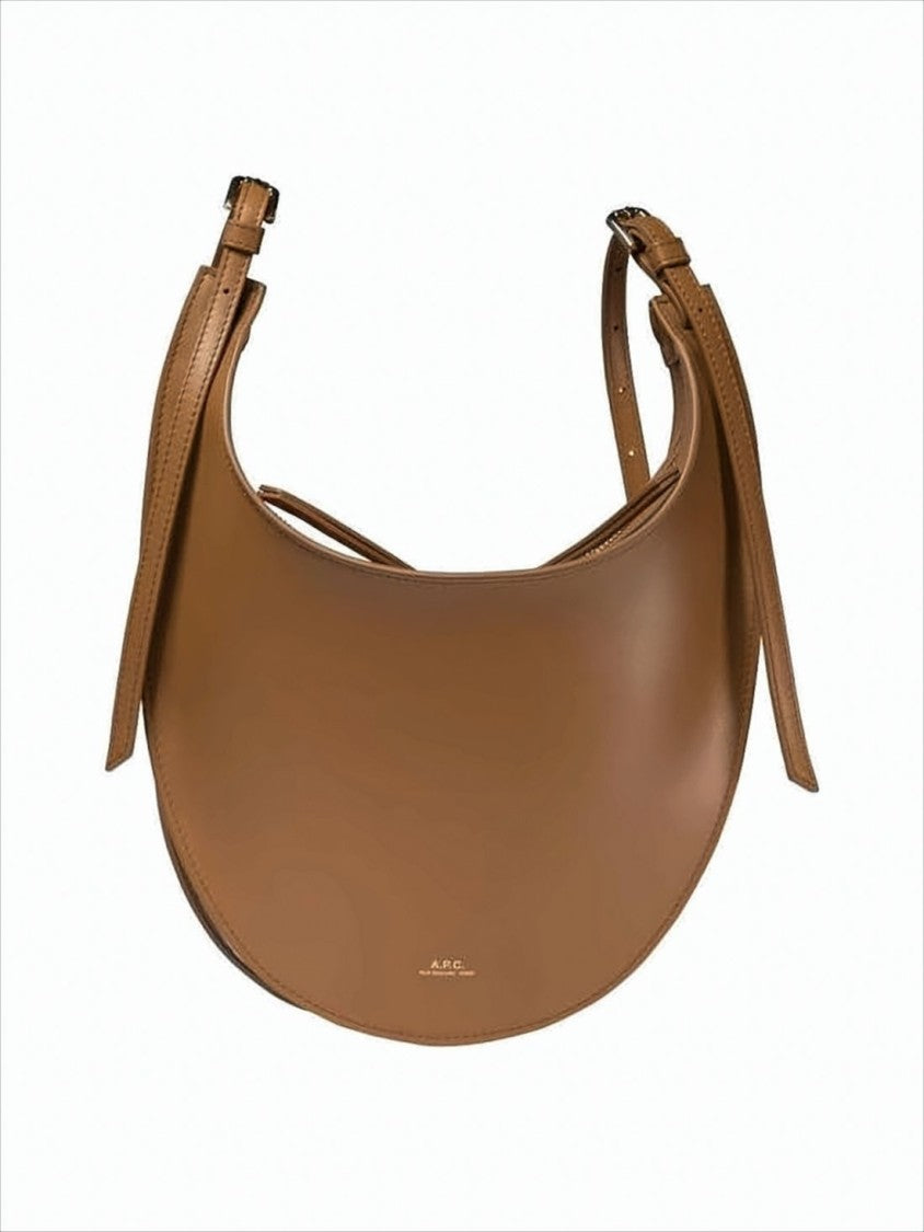 A.P.C. Crescent-Shaped Cow Leather Shoulder Bag