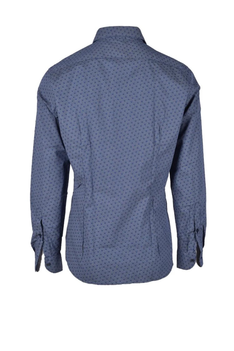 Brio Blue Patterned Tailored Cotton Shirt