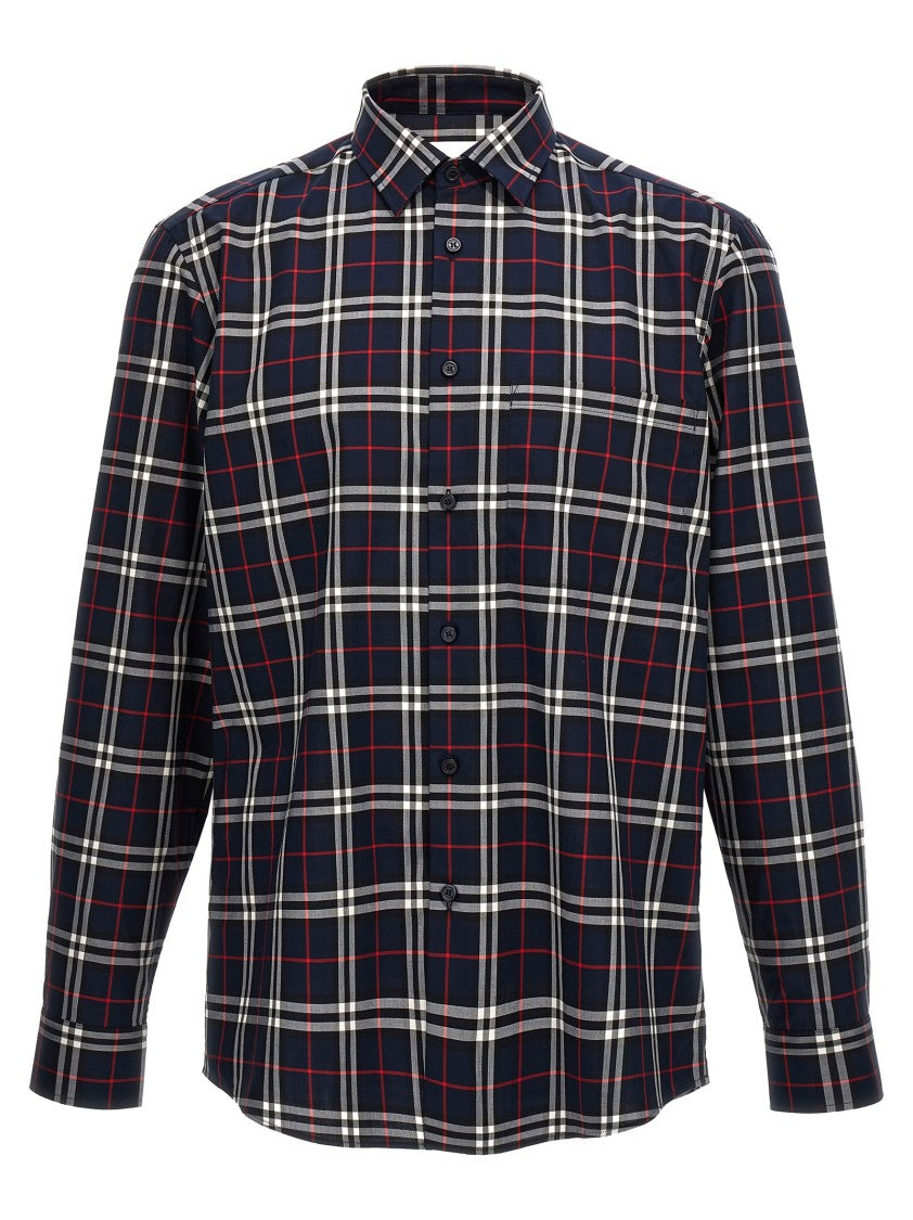 Burberry Classic Check Print Cotton Shirt With Front Pocket And Long Cuffed Sleeves