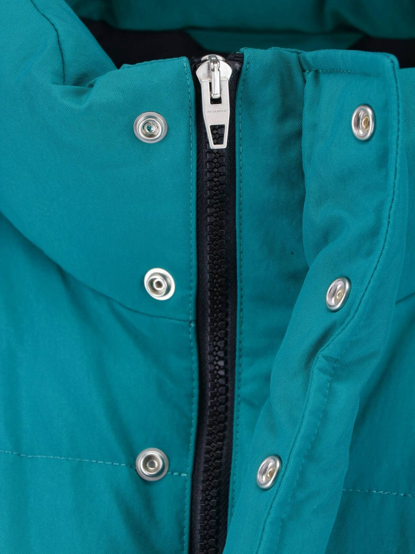Jil Sander Boxy Cropped Padded Jacket With High Collar And Snap Buttons