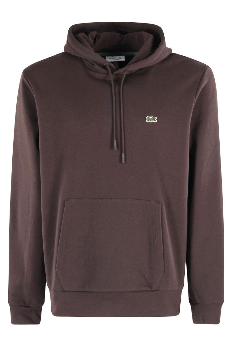 Lacoste Brown Stretch Cotton Hooded Sweatshirt