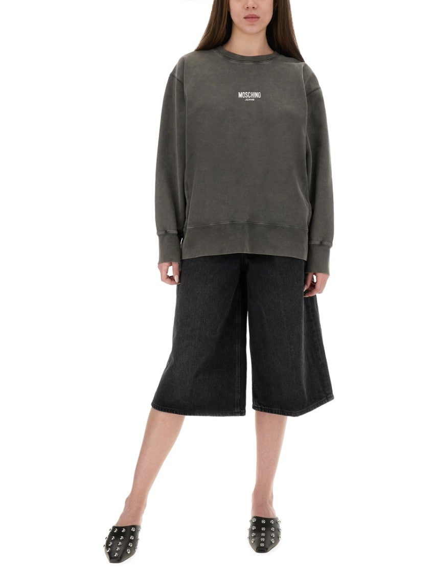 Moschino Relaxed Fit Cotton Sweatshirt With Front Logo