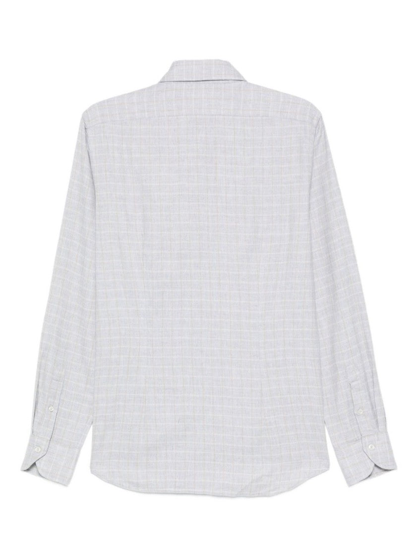 Xacus Subtle Checkered Long-Sleeve Shirt With Classic Collar