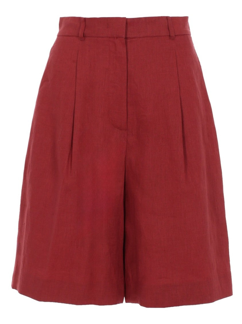 Max Mara Caravan High-Waisted Wide-Leg Linen Shorts