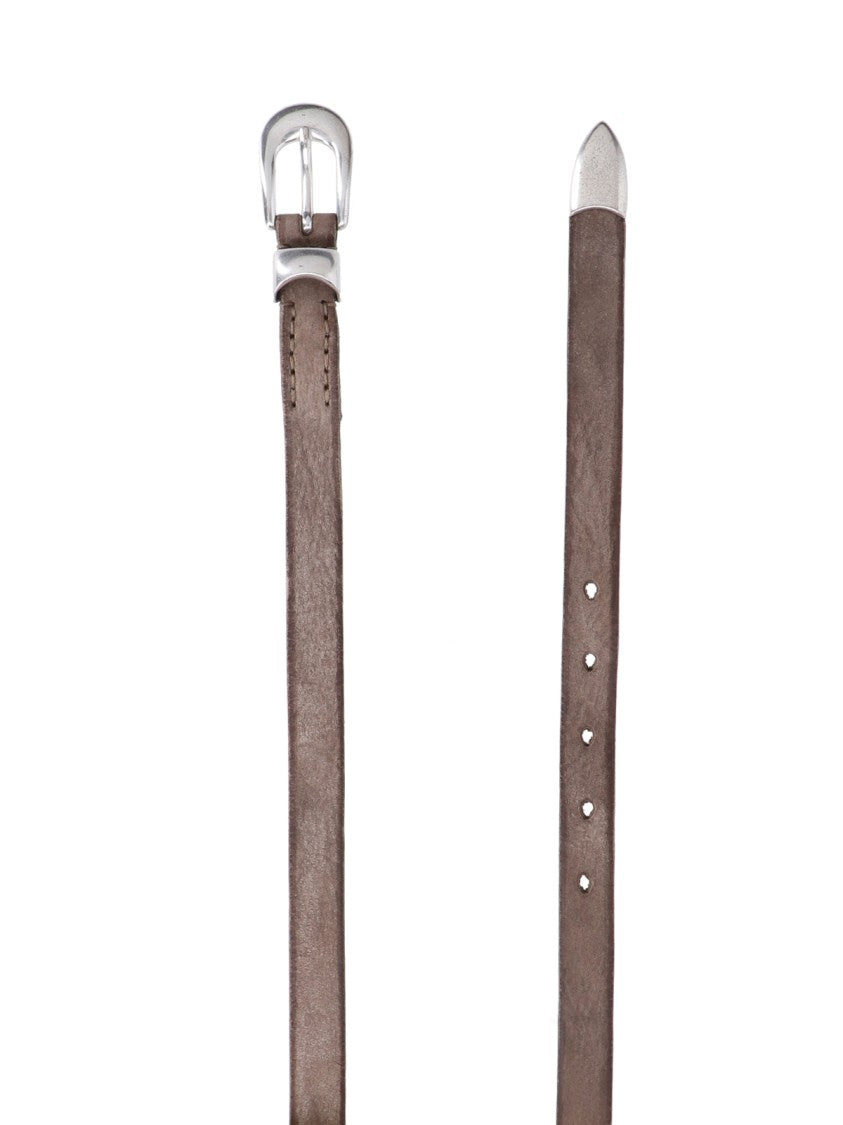 Our Legacy Brown 2Cm Silver Buckle Leather Belt