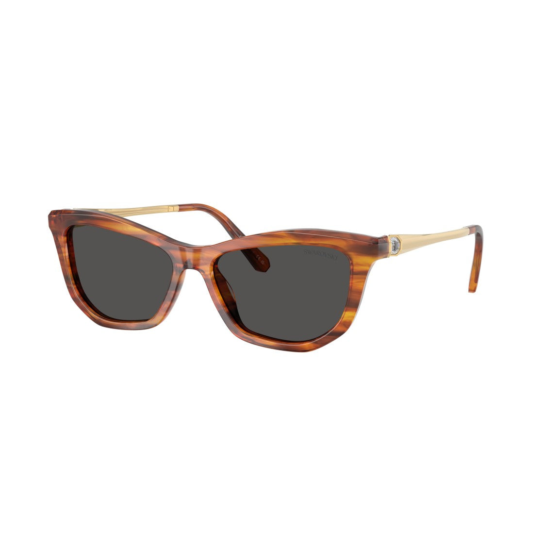 Swarovski 0Sk6057 Rectangular Tortoiseshell Acetate Sunglasses With Gold-Tone Temples