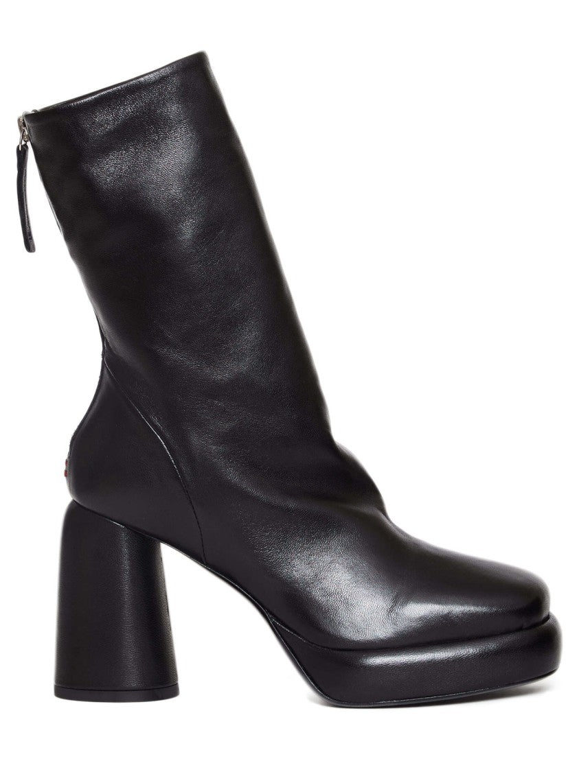 Halmanera Black Leather Ankle Boots