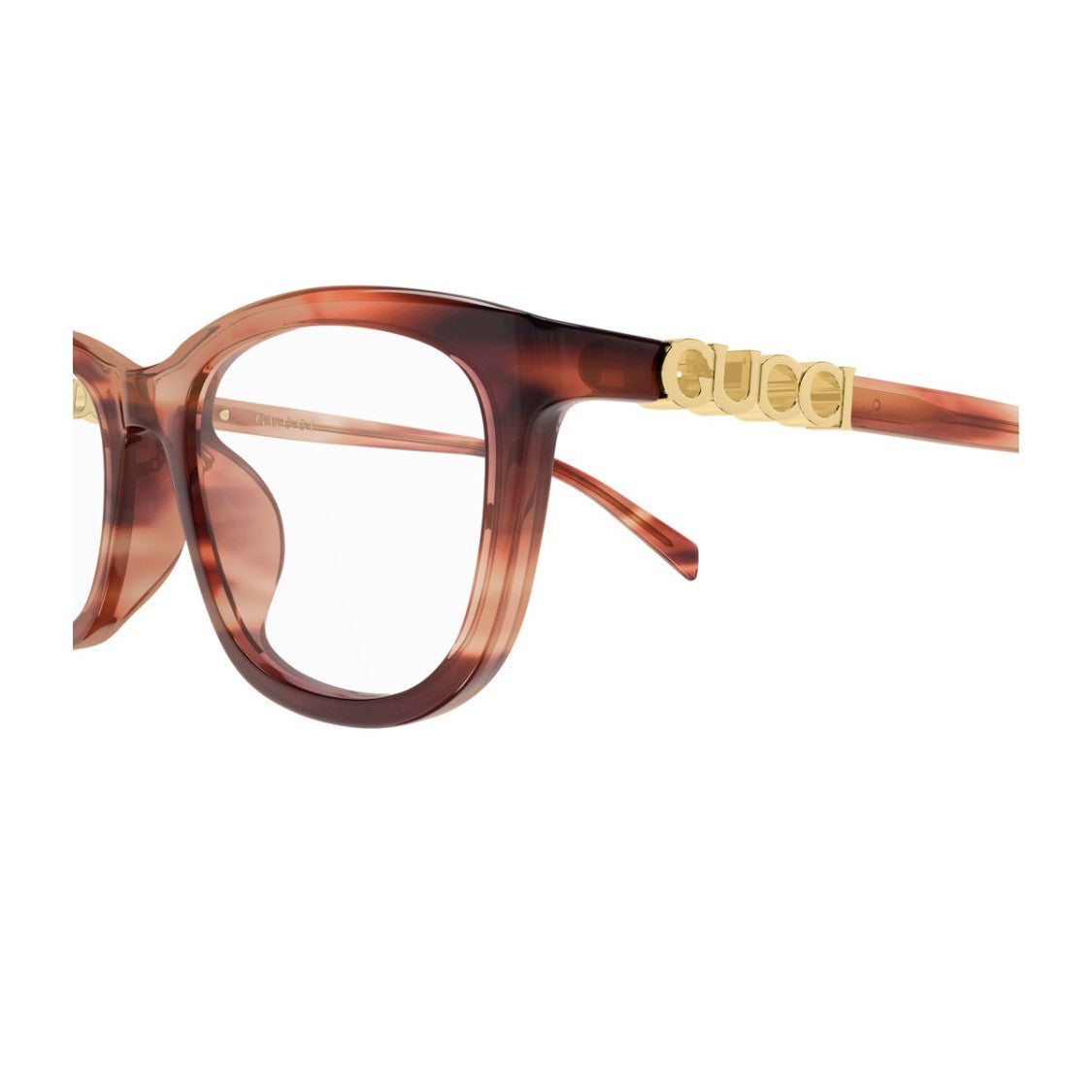 Gucci Light Havana Acetate Rectangular Sunglasses