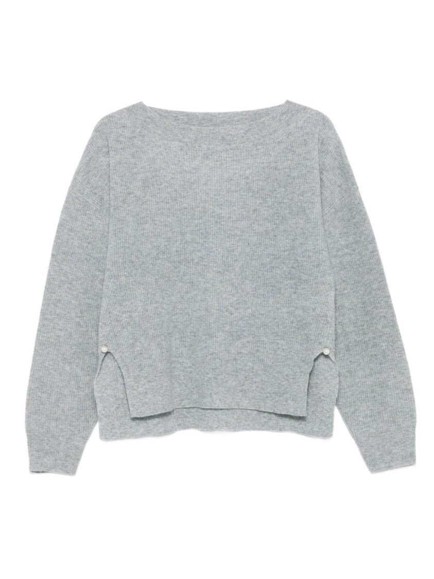 Liu Jo Wool-Cashmere Blend Gray Sweater With Relaxed Fit