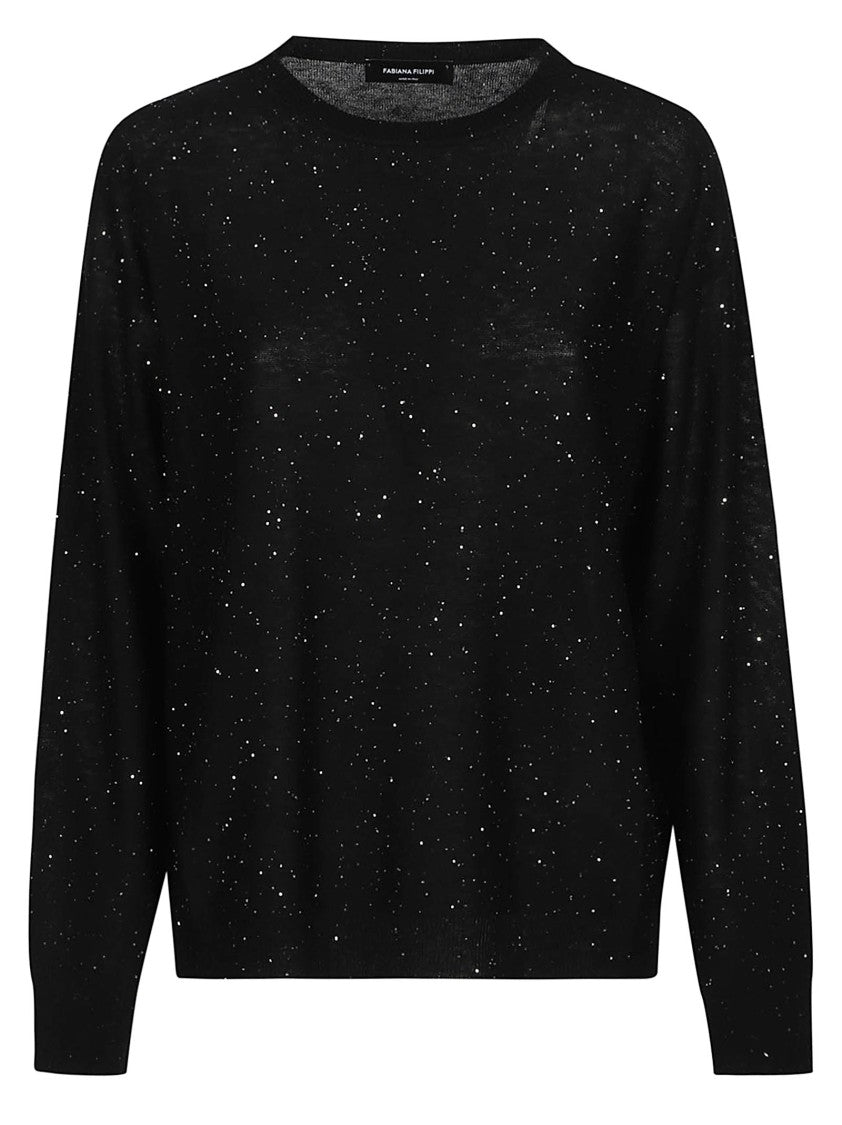 Fabiana Filippi Round Neck Speckled Virgin Wool-Blend Sweater