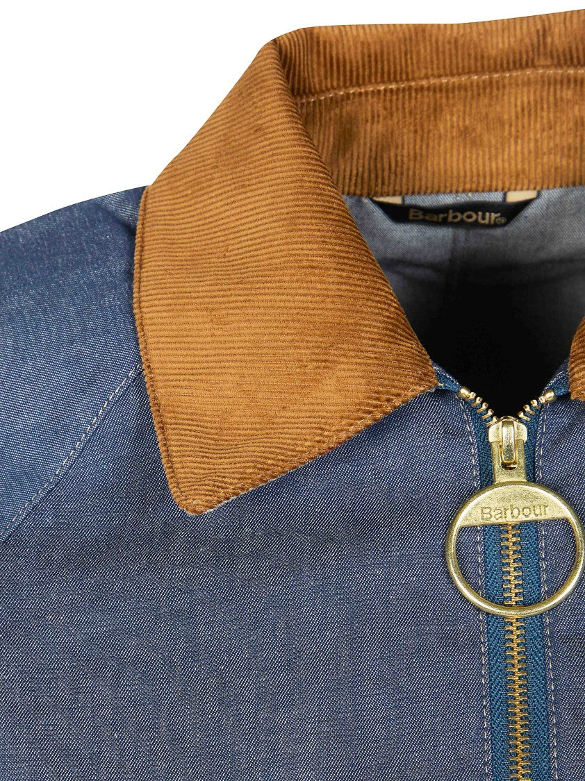 Barbour Cropped Corduroy Collar Denim Jacket