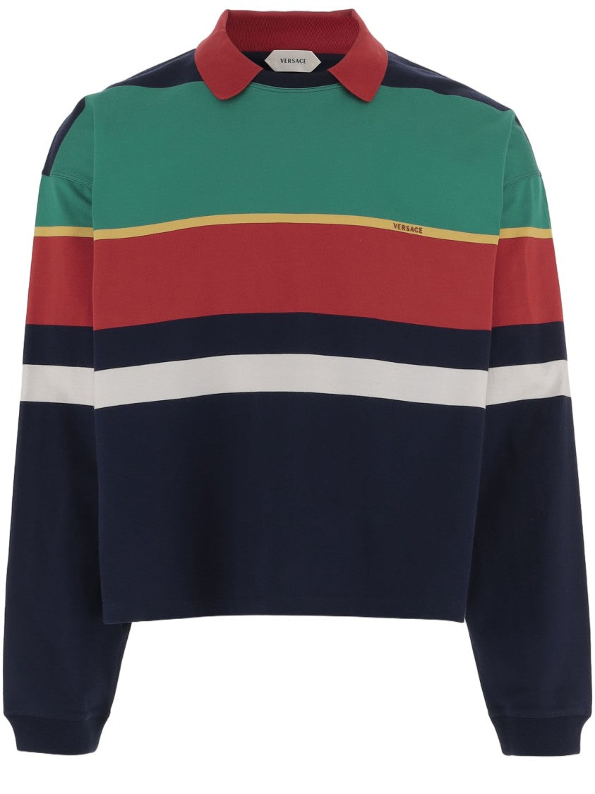 Versace Striped Cotton Polo Shirt