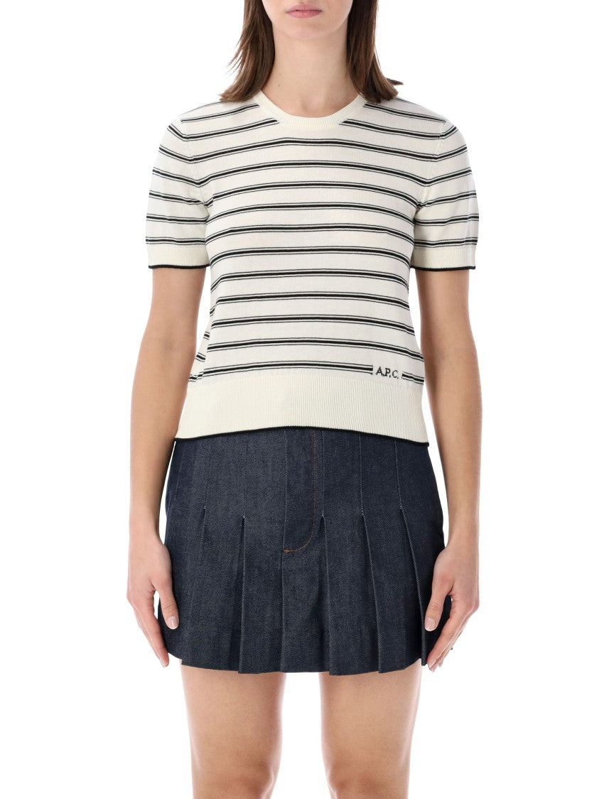 A.P.C. Horizontal Striped Short Sleeve Sweater